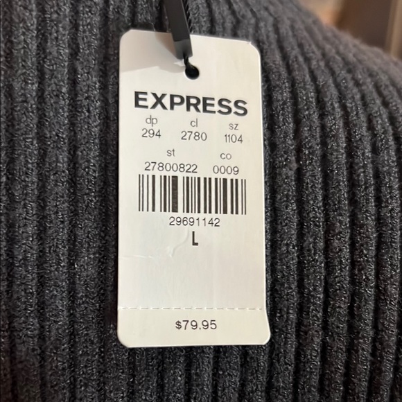 (2 for $25) Gray Sweater Dress with Mock Neck and an Exaggerated Bishop Sleeves - Picture 3 of 5